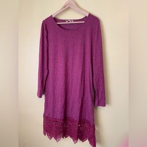 Women’s long sleeve dress, magenta.